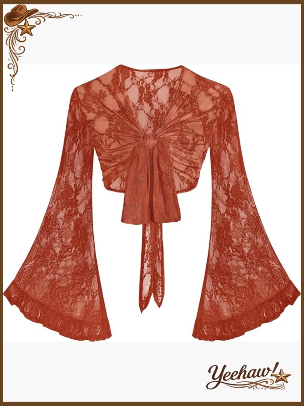 Flow Lace Bell Sleeve Crop Boho Blouse Festival Hippie Top - Picture 1 of 7